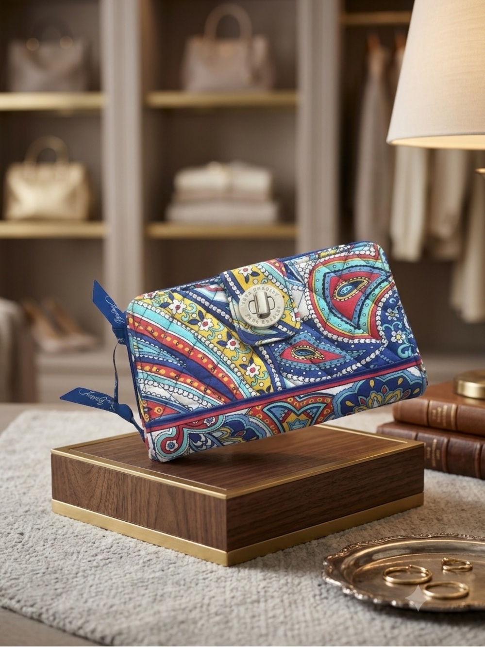 Vera Bradley Marina Paisley Turnlock Wallet with Zippered Pockets